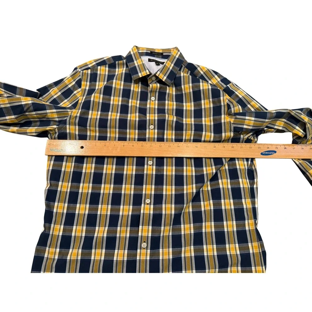 Banana Republic‎ Grant Fit Men's Non Iron Plaid Button Down Shirt XL